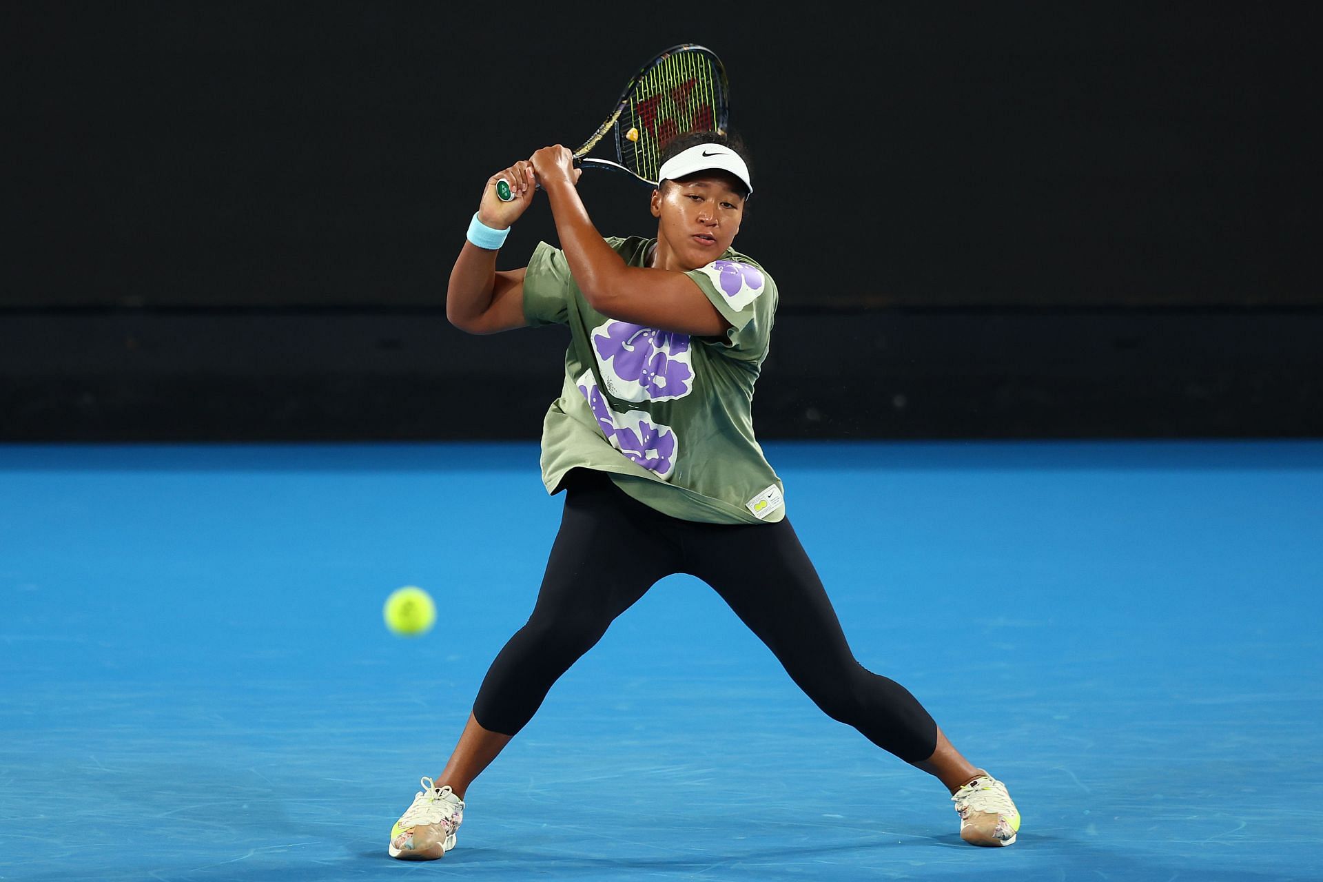 Naomi Osaka during a training session ahead of the 2024 Australian Open at Melbourne Park.